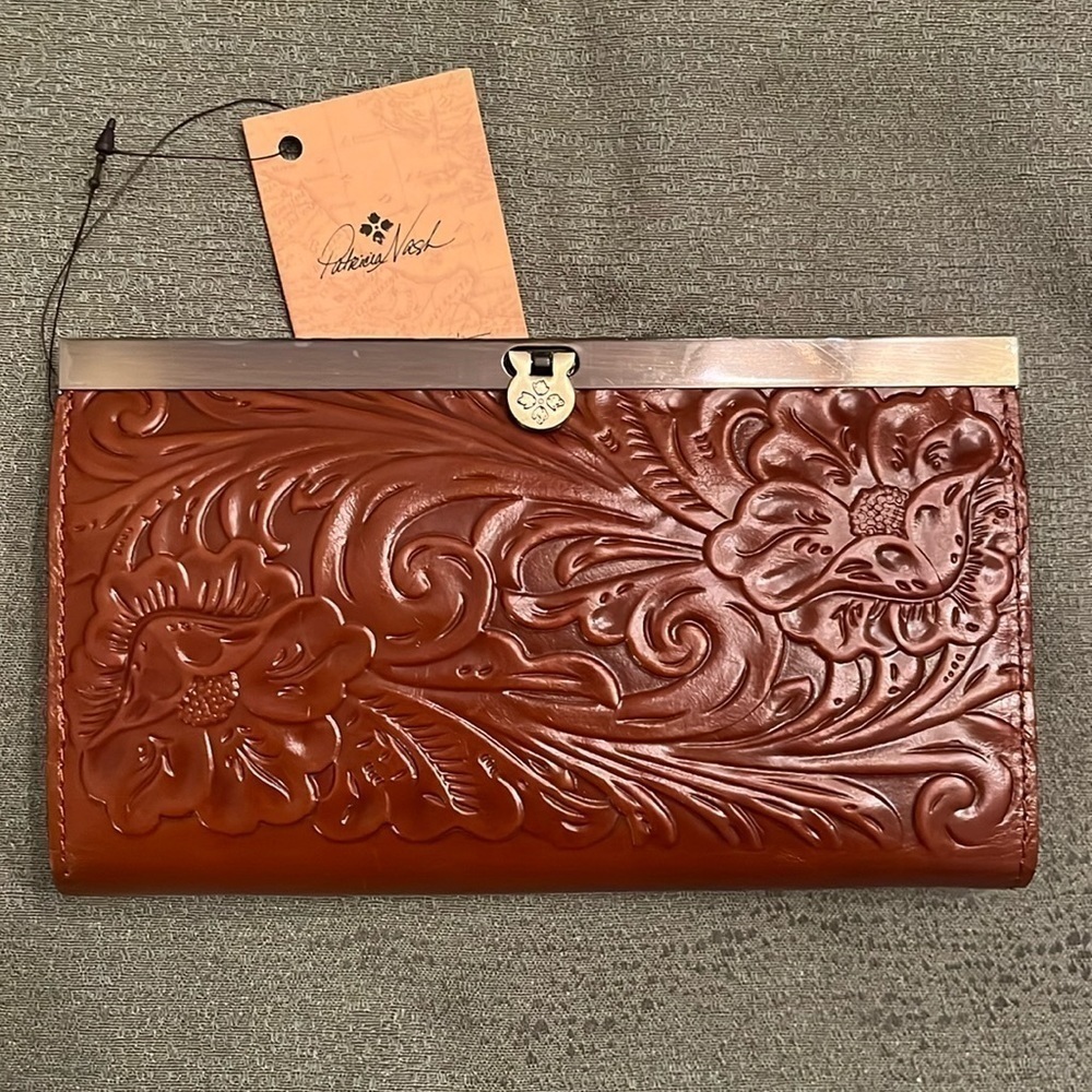 Brand New Patricia Nash Genuine Tooled Leather Cauchy Large Florence Wallet RFID - Picture 3 of 15